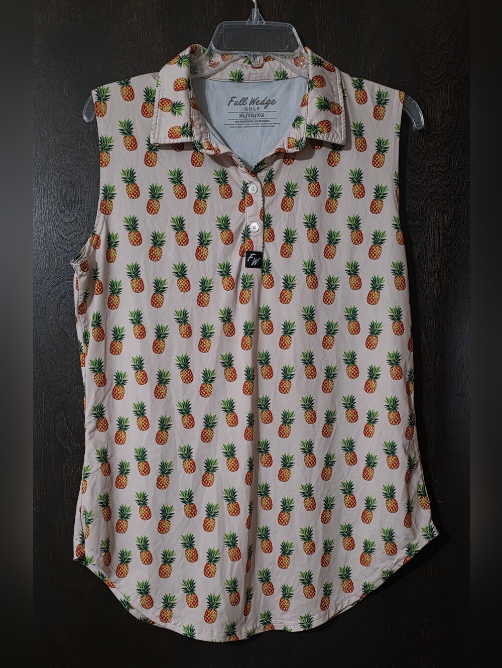 Full Wedge Pineapple Print Sleeveless Golf Tunic Light Pink Lightweight Size XL